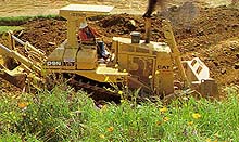A bulldozer on a field