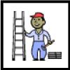 Vector image of a construction worker holding a ladder